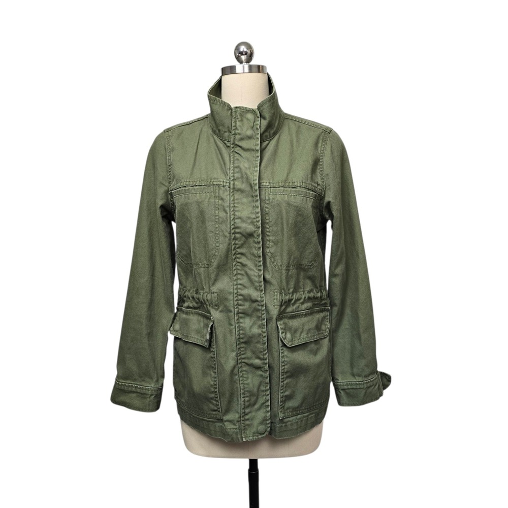 Madewell Olive Green Utility Jacket Button Zip Pocket‎ Drawstring Waist Size S
